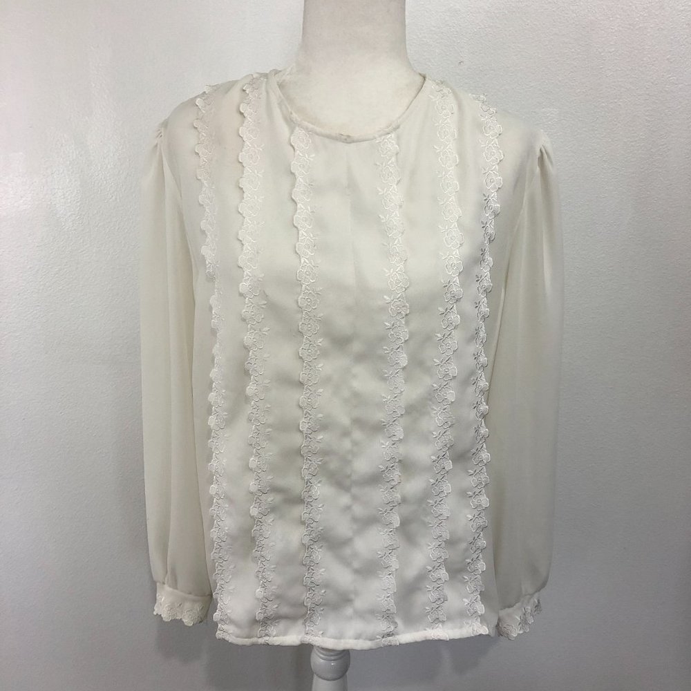 Josephine Vintage White Embroidered Long Sleeve